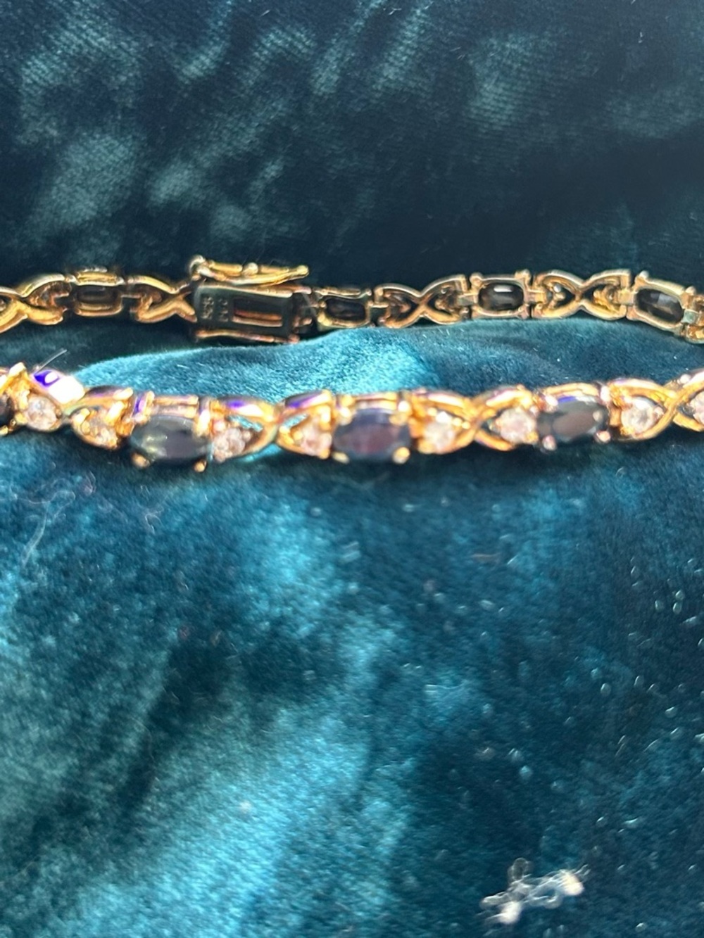 Gold tone over 925 Sterling Sapphire and Cubic Bracelet Vintage